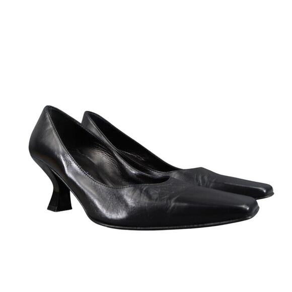 Charles David Shoes - Charles David Shoes Womens 6 Pump Heels Leather Black Spool Square Toe Fashion